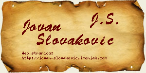 Jovan Slovaković vizit kartica